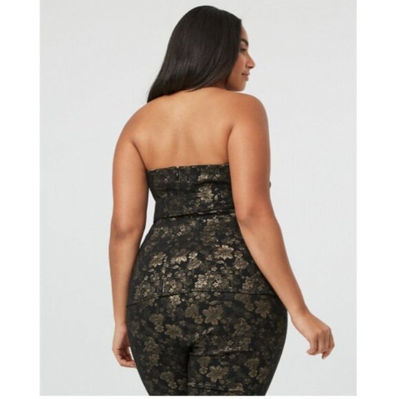 Women Le Chateau Floral Print Metallic Knit Bustier Top 1X - Picture 2 of 5